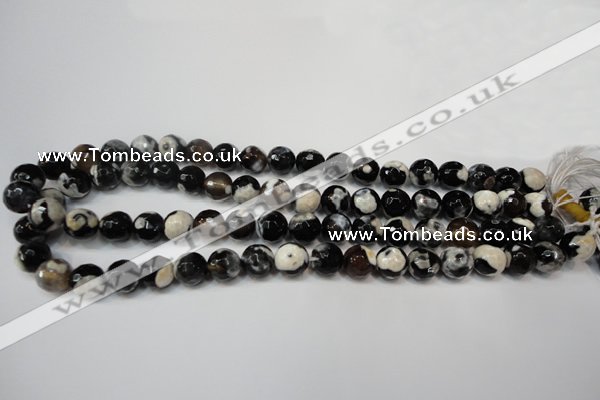 CAG5807 15 inches 10mm faceted round fire crackle agate beads