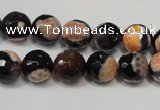 CAG5808 15 inches 10mm faceted round fire crackle agate beads