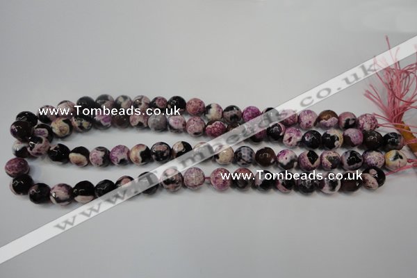 CAG5809 15 inches 10mm faceted round fire crackle agate beads