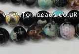 CAG5813 15 inches 10mm faceted round fire crackle agate beads