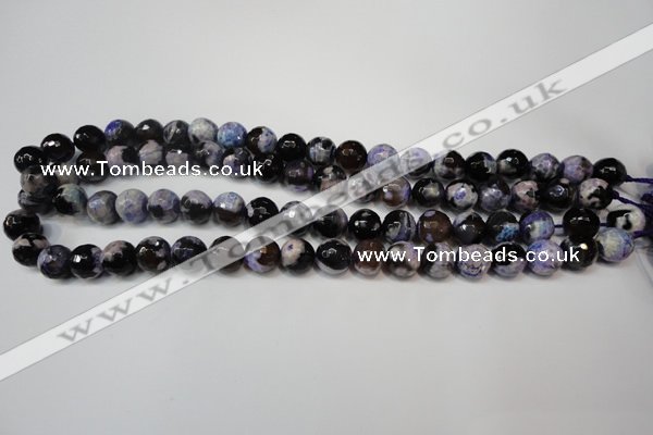 CAG5814 15 inches 10mm faceted round fire crackle agate beads