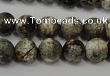 CAG5815 15 inches 10mm faceted round fire crackle agate beads