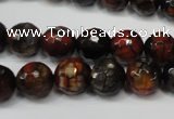 CAG5816 15 inches 10mm faceted round fire crackle agate beads