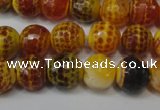 CAG5817 15 inches 10mm faceted round fire crackle agate beads