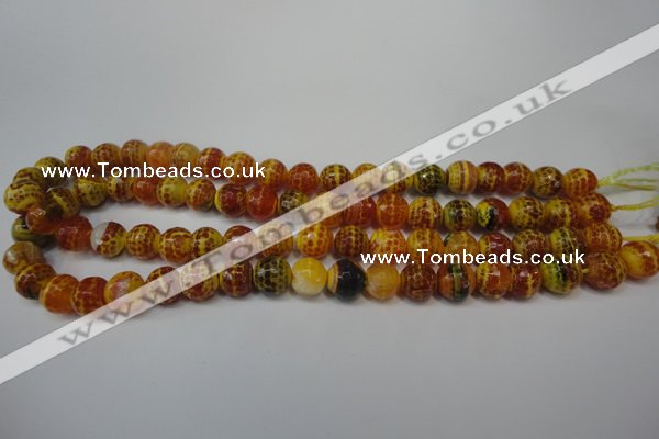 CAG5817 15 inches 10mm faceted round fire crackle agate beads