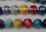 CAG5818 15 inches 10mm faceted round fire crackle agate beads