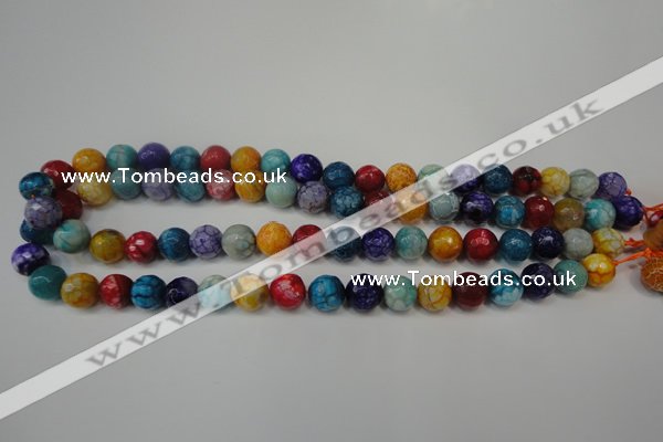 CAG5818 15 inches 10mm faceted round fire crackle agate beads