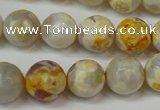 CAG5820 15 inches 12mm faceted round fire crackle agate beads