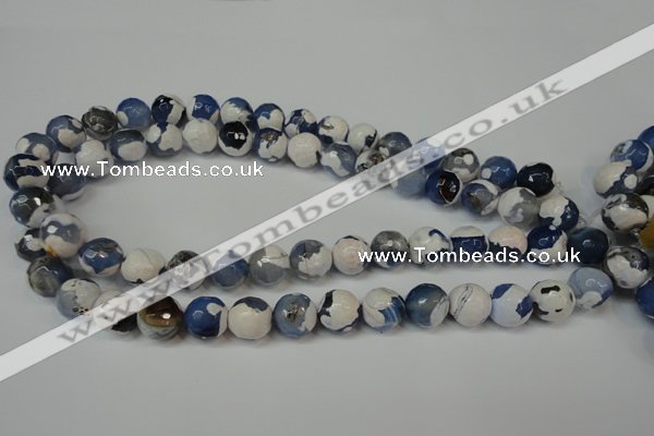 CAG5821 15 inches 12mm faceted round fire crackle agate beads