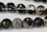 CAG5822 15 inches 12mm faceted round fire crackle agate beads