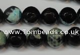 CAG5828 15 inches 12mm faceted round fire crackle agate beads