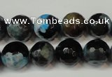 CAG5829 15 inches 12mm faceted round fire crackle agate beads