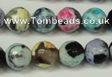 CAG5830 15 inches 12mm faceted round fire crackle agate beads