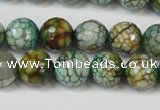 CAG5833 15 inches 12mm faceted round fire crackle agate beads