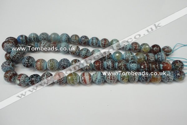 CAG5834 15 inches 12mm faceted round fire crackle agate beads