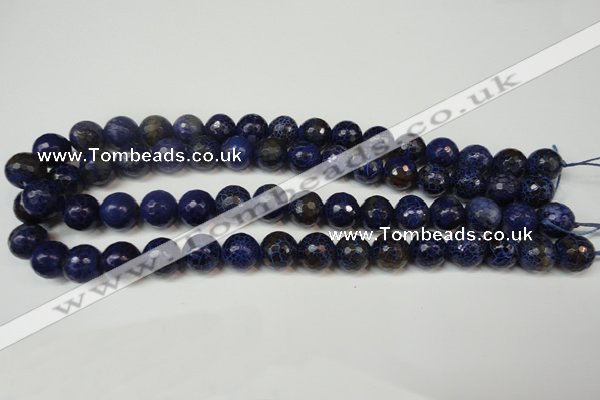 CAG5835 15 inches 12mm faceted round fire crackle agate beads