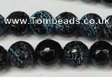 CAG5838 15 inches 12mm faceted round fire crackle agate beads