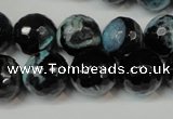 CAG5841 15 inches 14mm faceted round fire crackle agate beads