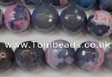 CAG5844 15 inches 14mm faceted round fire crackle agate beads