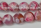 CAG5845 15 inches 14mm faceted round fire crackle agate beads