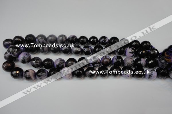 CAG5846 15 inches 14mm faceted round fire crackle agate beads