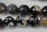 CAG5847 15 inches 14mm faceted round fire crackle agate beads