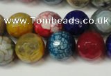 CAG5851 15 inches 14mm faceted round fire crackle agate beads