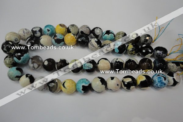 CAG5857 15 inches 16mm faceted round fire crackle agate beads