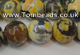 CAG5869 15 inches 16mm faceted round fire crackle agate beads