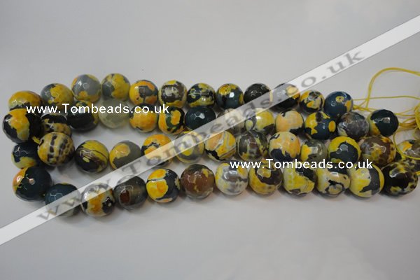 CAG5859 15 inches 16mm faceted round fire crackle agate beads