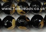 CAG5860 15 inches 16mm faceted round fire crackle agate beads