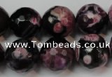 CAG5861 15 inches 16mm faceted round fire crackle agate beads