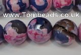 CAG5863 15 inches 16mm faceted round fire crackle agate beads