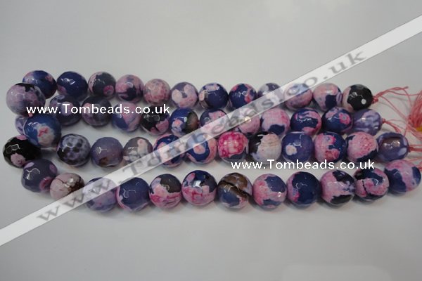 CAG5863 15 inches 16mm faceted round fire crackle agate beads