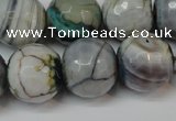 CAG5866 15 inches 16mm faceted round fire crackle agate beads