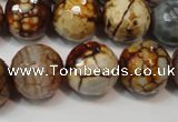 CAG5867 15 inches 16mm faceted round fire crackle agate beads