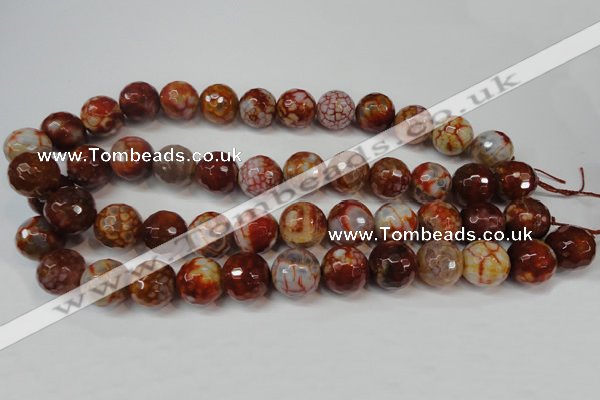 CAG5869 15 inches 16mm faceted round fire crackle agate beads