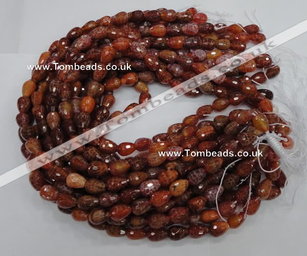 CAG587 15.5 inches 10*14mm faceted teardrop natural fire agate beads