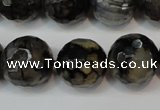 CAG5870 15 inches 16mm faceted round fire crackle agate beads