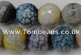 CAG5873 15 inches 16mm faceted round fire crackle agate beads