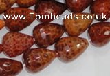 CAG588 15.5 inches 13*18mm faceted teardrop natural fire agate beads