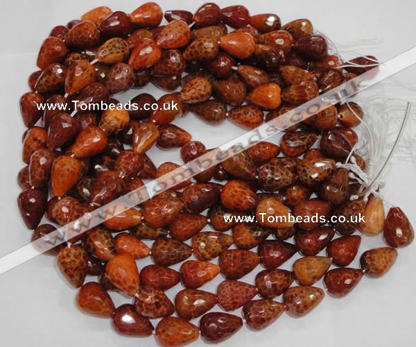 CAG588 15.5 inches 13*18mm faceted teardrop natural fire agate beads