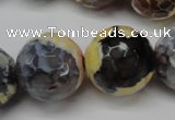 CAG5882 15 inches 20mm faceted round fire crackle agate beads