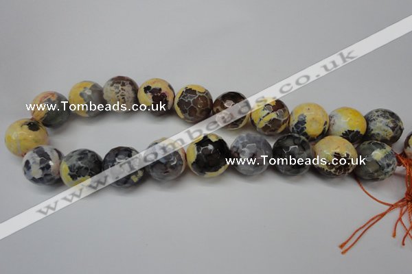 CAG5882 15 inches 20mm faceted round fire crackle agate beads