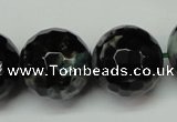 CAG5886 15 inches 20mm faceted round fire crackle agate beads