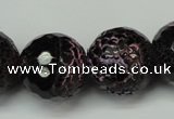 CAG5889 15 inches 20mm faceted round fire crackle agate beads