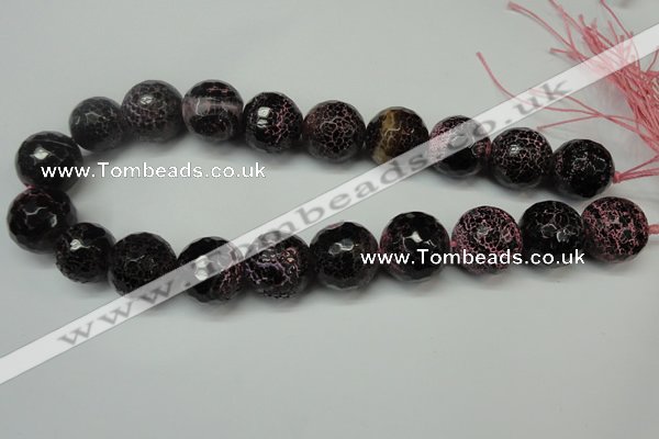 CAG5889 15 inches 20mm faceted round fire crackle agate beads