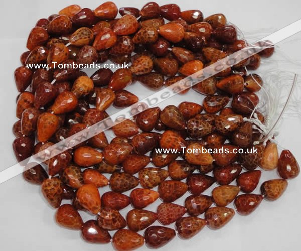 CAG589 15.5 inches 15*20mm faceted teardrop natural fire agate beads