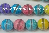 CAG5892 15 inches 12mm faceted round tibetan agate beads wholesale