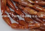 CAG590 15.5 inches 8*16mm faceted teardrop natural fire agate beads